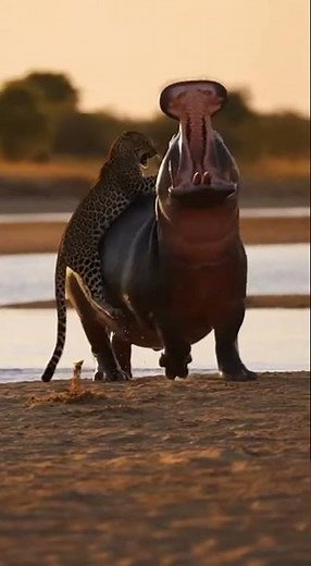 Hippo Smash a Leopard in Seconds Unbelievable Wild Battle #wildlife #nature #animal