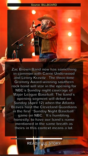 Zac Brown Band Steps Up to the Plate for NBC’s ‘Sunday Night Baseball’ Opening