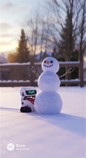 Mo Mo Makes a Snowman ☃️ | Cute Robot Winter Animation #robot #snow #snowman #skibidi #winter