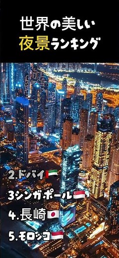 一生に一度は見たい世界の綺麗な夜景ランキング🌃#ランキング #夜景スポット #綺麗 #モロッコ#シンガポール#ニューヨーク#ドバイ#長崎