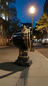 Street clock spins backward as shadows move forward