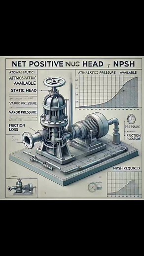 11K views · 43 reactions | What is net positive suction head?why it is required❓❓❓❓ Net Positive Suction Head (NPSH) in a pump system. It highlights key components like atmospheric pressure, vapor pressure, static head, and friction losses, as well as a graph for NPSH.! | HVAC Technical Support | Facebook