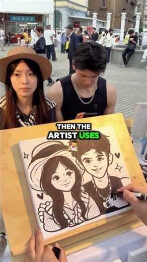 BEST Caricature Drawing: Amazing Black & White Portrait in Public! 🎨 #shorts