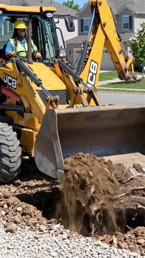 A JCB digs out a massive tree root hidden under the road. #shorts