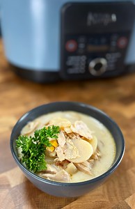 This is the chicken soup for your soul! CJ is making the perfect chicken potato chower for those cold winter nights. Chicken, potatoes, bacon, corn, all make this the best soup you'll ever make! What are you adding to this chowder? | Cooking with CJ