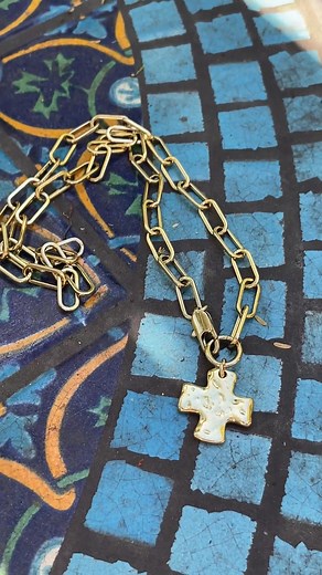 The Chunky Cross Chain Necklace — bold, luminous, and made to move with you. A coastal classic that elevates every look, especially when paired with our Tennis Chain. ✨ | James Michelle Jewelry