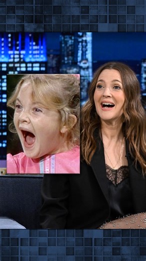 The Tonight Show on Instagram: "@drewbarrymore reacts to a video of her at 7 years old screaming on The Tonight Show Starring Johnny Carson! #FallonTonight"