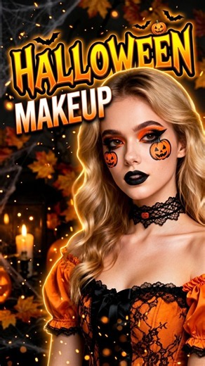 How to do this Cute Pumpkin Makeup Look 🎃🧡 #halloweenmakeup #makeuptutorial