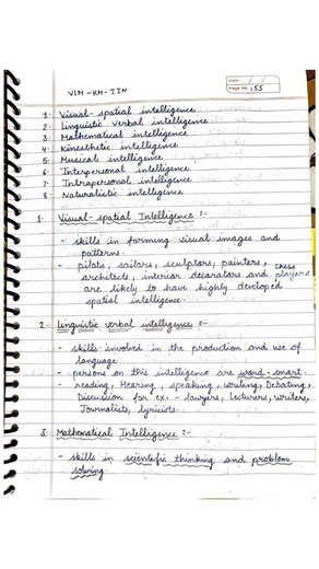 Multiple Intelligence Theory by Howard Gardner #psychology #notes #education #aspirants #htet #yt