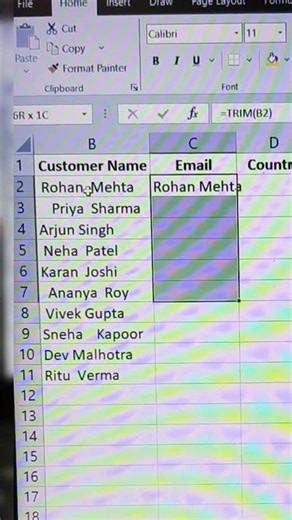 Trim Function | Trim Formula #excel #exceltutorial #excelshortcuts #exceltricks #exceltips #tutorial