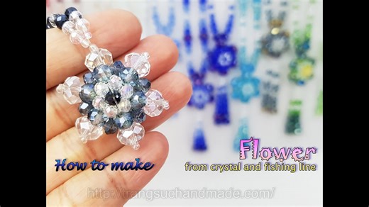 Flower pendant from crystal and fishing line - Gift for my mother 531
