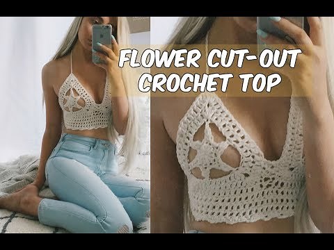 FLOWER CUTOUT CROCHET BIKINI TOP TUTORIAL