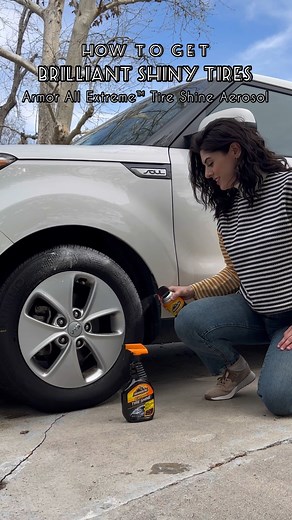 3.7K views · 16 reactions | Get that brilliant shine in no time! Spray the Extreme Tire Shine Aerosol evenly on your tire, allow to sit for up to 15 minutes and voila! No wiping or scrubbing needed for Less Work. More Clean.™ #ArmorAll #LessWorkMoreClean #Shiny #CarCulture #Tires #Carstagram #CarLove | Armor All | Facebook