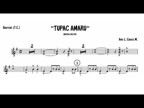 Tupac amaru marcha militar/partitura euponium 🎼