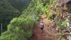 Female traveller exploring La Palma in the Canary Islands - Tourism in the canary islands