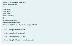 Consider the following statements:c  struct rectangleData{... | Filo