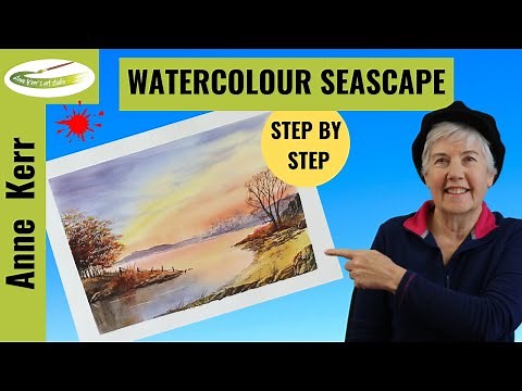 SEASCAPE IN WATERCOLOUR. Simple step by step tutorial. by ANNE KERR