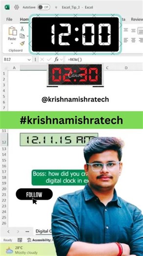 276K views · 913 reactions | Digital clock in excel ⏱️ In this...
