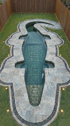 Building a CROCODILE SHAPED POOL step by step #Construction #Timelapse #Satisfying