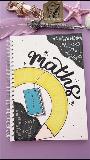 How I turn a blank notebook into a MATHS cover page ✏️ #nhuandaocalligraphy