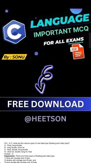 C Language MCQ (Important Programming Basic Questions and answers PDF Free for Competitive exams)