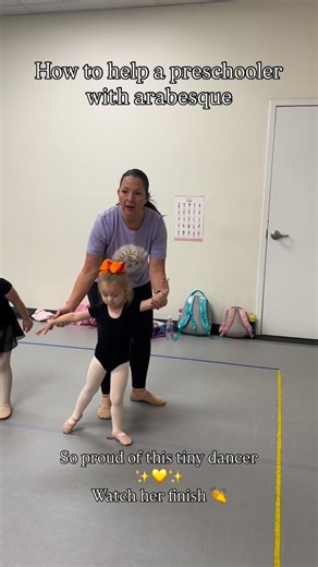 293K views · 13K reactions | Preschool dancers often struggle to find their balance in arabesque... that standing leg just won’t hold! I created a little arabesque song that helps them shift their weight and feel the balance. *Yes... there are many other things that need to be corrected but at this age, we have to start with the legs...and feet. 並  Subscribe for the full song and more preschool dance tricks that actually work! | Miss Kim's | Facebook
