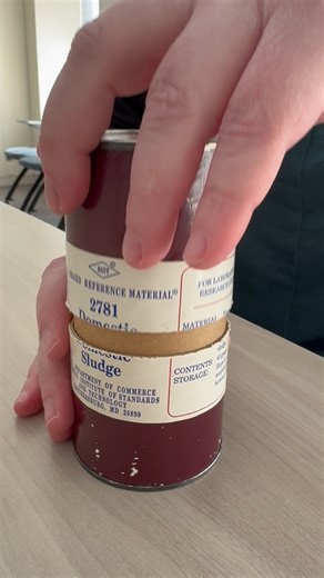 What’s that dried powder? It’s NIST’s domestic sludge SRM. Each bottle contains 40 grams of dried, pulverized domestic sludge. Scientists use the SRM to verify their measurements and calibrate their tests for detecting heavy metals (like lead) in their sludge samples.