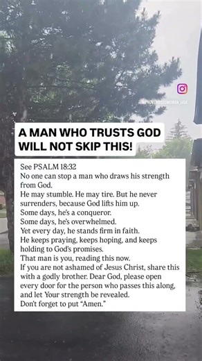 A MAN WHO TRUSTS GOD WILL NOT SKIP THIS!