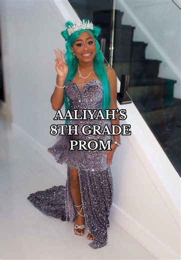 Aaliyah’s 8th grade prom 👑 Hair: @Touchedbytwaski💛🤍 Makeup: @TreeeBeauty | PRO MUA