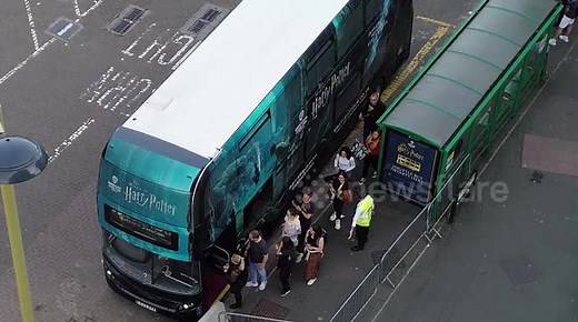 Harry Potter Tour Bus picking up passengers at Watford Junction then Warner Bros Studios