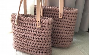 【FZF studio】原创钩织麦穗针法包包教程 钩织纱线包包教程 植鞣革手提包编织教程