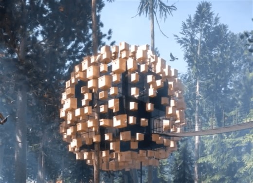 Sleep amongst hundreds of birdhouses in this Treehotel Biosphere in Sweden