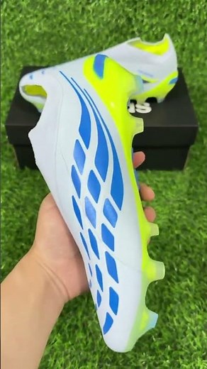 Adidas Predator 26 Elite Laceless FG Firm Ground Soccer Cleats - White/Neon Green/Navy Blue