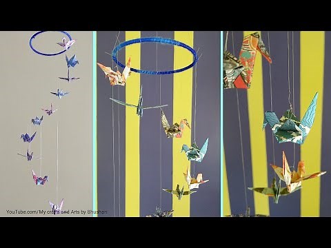 Home decor, wall hanging paper birds || Origami cranes