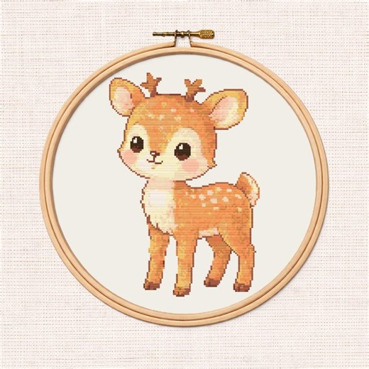 Baby Deer Cross Stitch Pattern – Woodland Animal Embroidery (digital Download) - Etsy