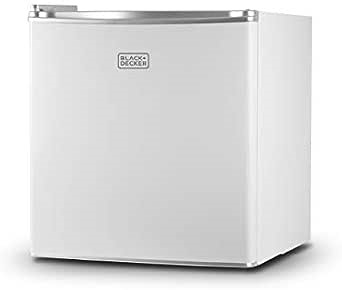 BLACK+DECKER 1.7 Cu. Ft. Compact Refrigerator, ENERGY STAR Certified, Single Door Mini Fridge with Chiller Compartment, Personal Fridge for Home or Dorm Room, R600a Refrigerant, BCRK17W, White