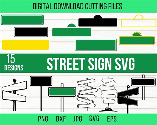 Street Name Sign SVG, Double Sided Destination Sign Svg, Blank Directional Crossroad Svg, Metal Wood Road Coffee Bar Svg, Green Traffic Sign - Etsy