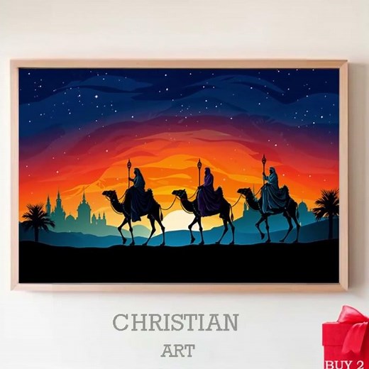 Three Wise Men, Nativity Scene, Birth of Jesus, Three Kings, Kings of Orient, Bible Art, Bible Scene