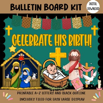 Religious Christmas Classroom Decor | Jesus Birth Bulletin Board Set