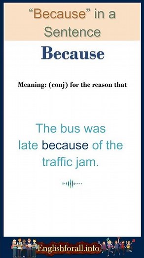 Because meaning | Because in a Sentence | Most common words in English #shorts