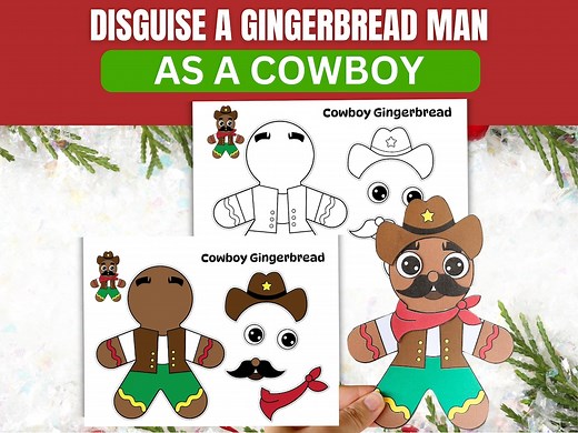 Disguise a Gingerbread Man as a Cowboy Printable Craft for Kids | Christmas Kids Activities, Holiday Classroom & Homeschool Fun - Etsy Australia