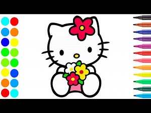 How to draw a cute Hello Kitty step by step for beginners with color by sanrio - Easy simple drawing