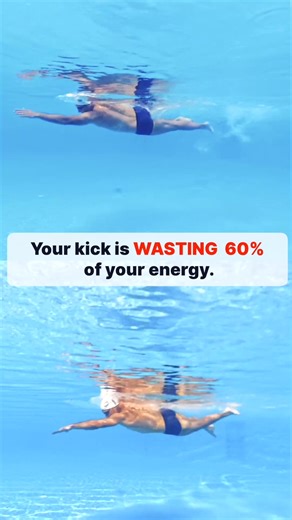 Wide kick = massive drag = exhaustion after 200m. ❌ The problem: → Kicking outside your body's width → Usually happens when hips over-rotate → Or when trying to stabilize poor body position ⚠️ Why it kills you: → Every wide kick creates frontal resistance → Uses huge leg muscles (biggest energy drain) → Makes you work 2x harder for same speed ✅ The fix: → Keep kicks within body width → Fix hip rotation first (hips rotate less than shoulders) → Focus on narrow, efficient kicks 🎯 Result: Swim far