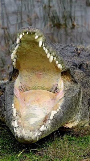Huge American Crocodile opens wide 😁 Check out those teeth