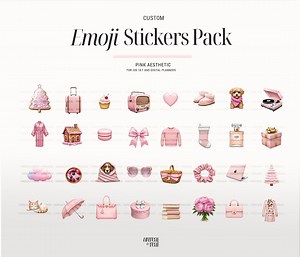 IPhone Emoji Pink Aesthetic Icons | Custom Ios 18 Emojis Icons Pack | Digital Planner Stickers | Cute App Icons | Girly Illustrations - Etsy