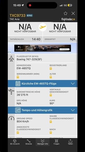Rare Boeing 747-300 on flightradar#aviation#747#flightradar24