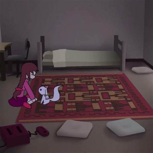 Yume Nikki Madotsuki gets a Cat for her Birthday (Anime) #shorts
