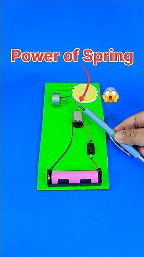 Spring Power Transfer One DC Motor to Another 😱 Power of Spring #dcmotor #shorts #ytshorts