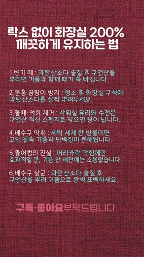 락스 없이 화장실 200% 깨끗하게 유지하는 법