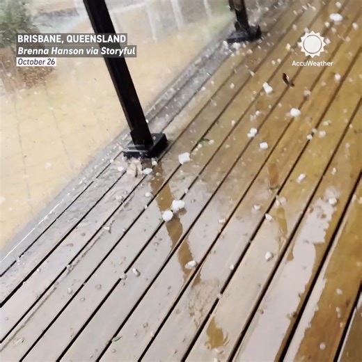 55K views · 1K reactions | Huge hail slammed into a backyard pool and damaged trees and cars as a severe storm swept through Brisbane, Australia, on Sunday. Hail up to 2 inches and wind gusts of up to 59 miles per hour were recorded, according to local media. | AccuWeather | Facebook